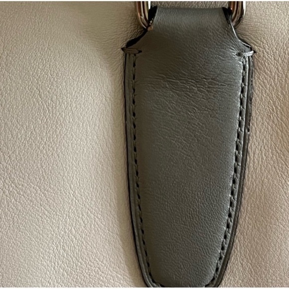 Coach Two-Tone Beige and Light Gray Leather Shoulder Tote with Tassels- Candace - Picture 12 of 12